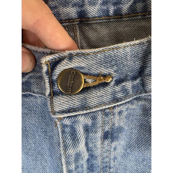 Vintage Carhartt Jeans Mens 36x30 Blue 5 Pocket Logo Patch READ/WORN - Picture 8 of 16